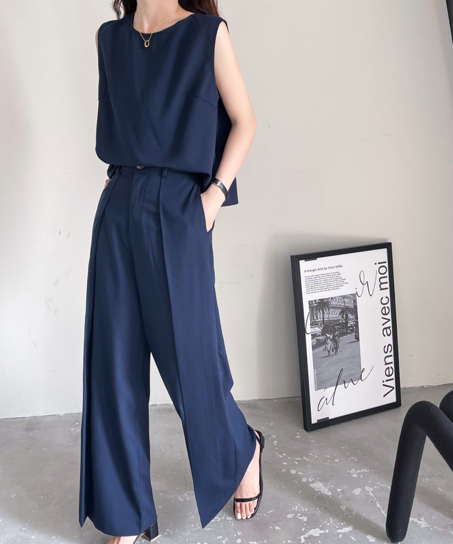 センタープレスワイドパンツセットアップ