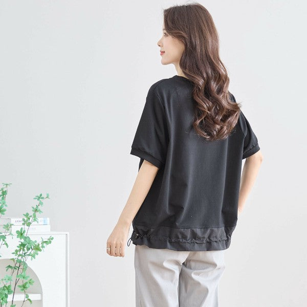 ☆アートデザインポケット付きドロストカットソー