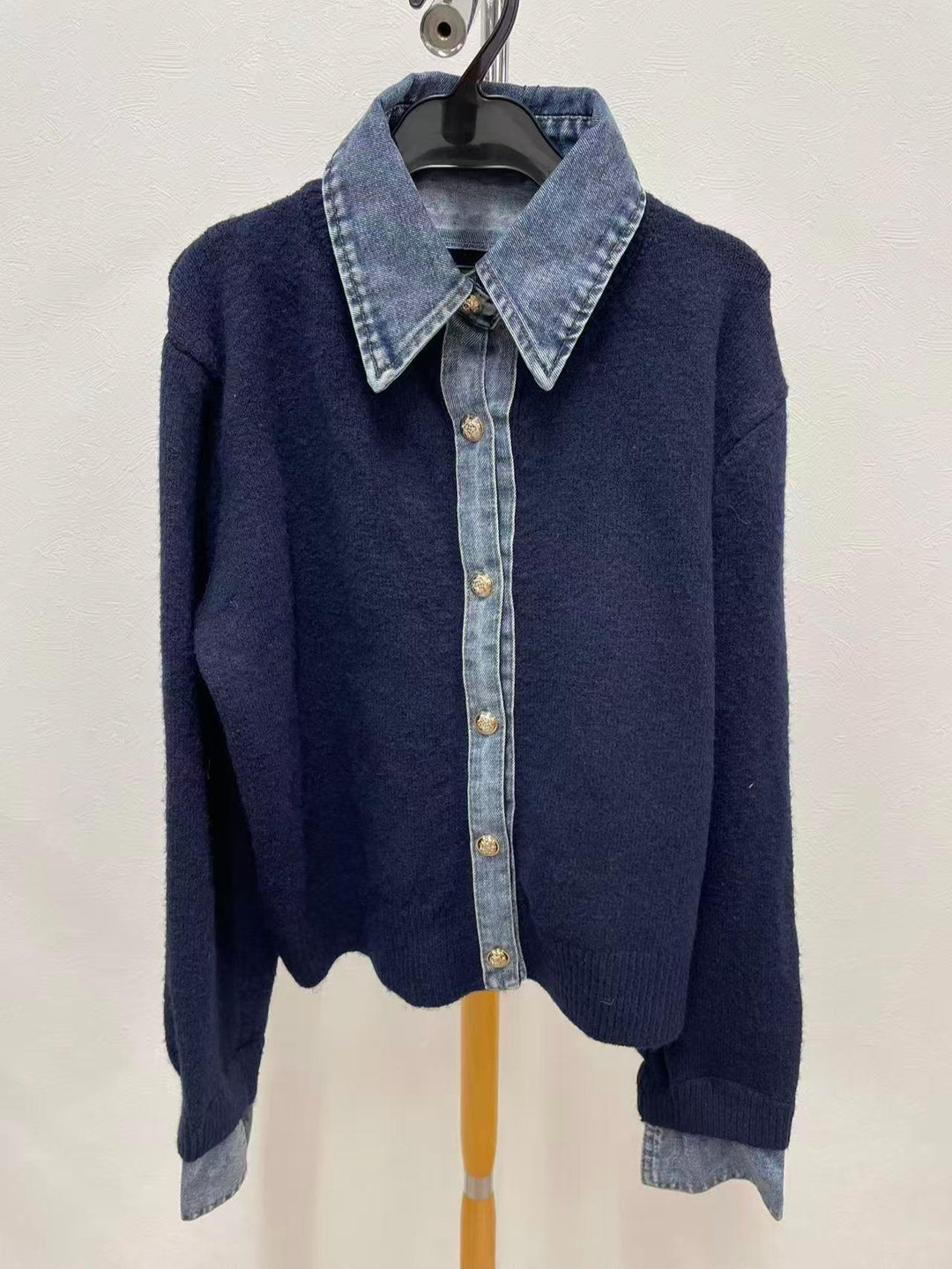 【神デニカーデ】デニムドッキングニットカーディガン
