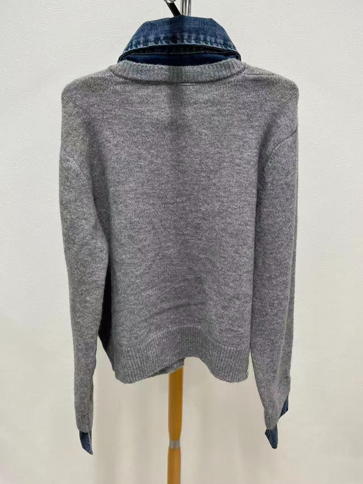 【神デニカーデ】デニムドッキングニットカーディガン