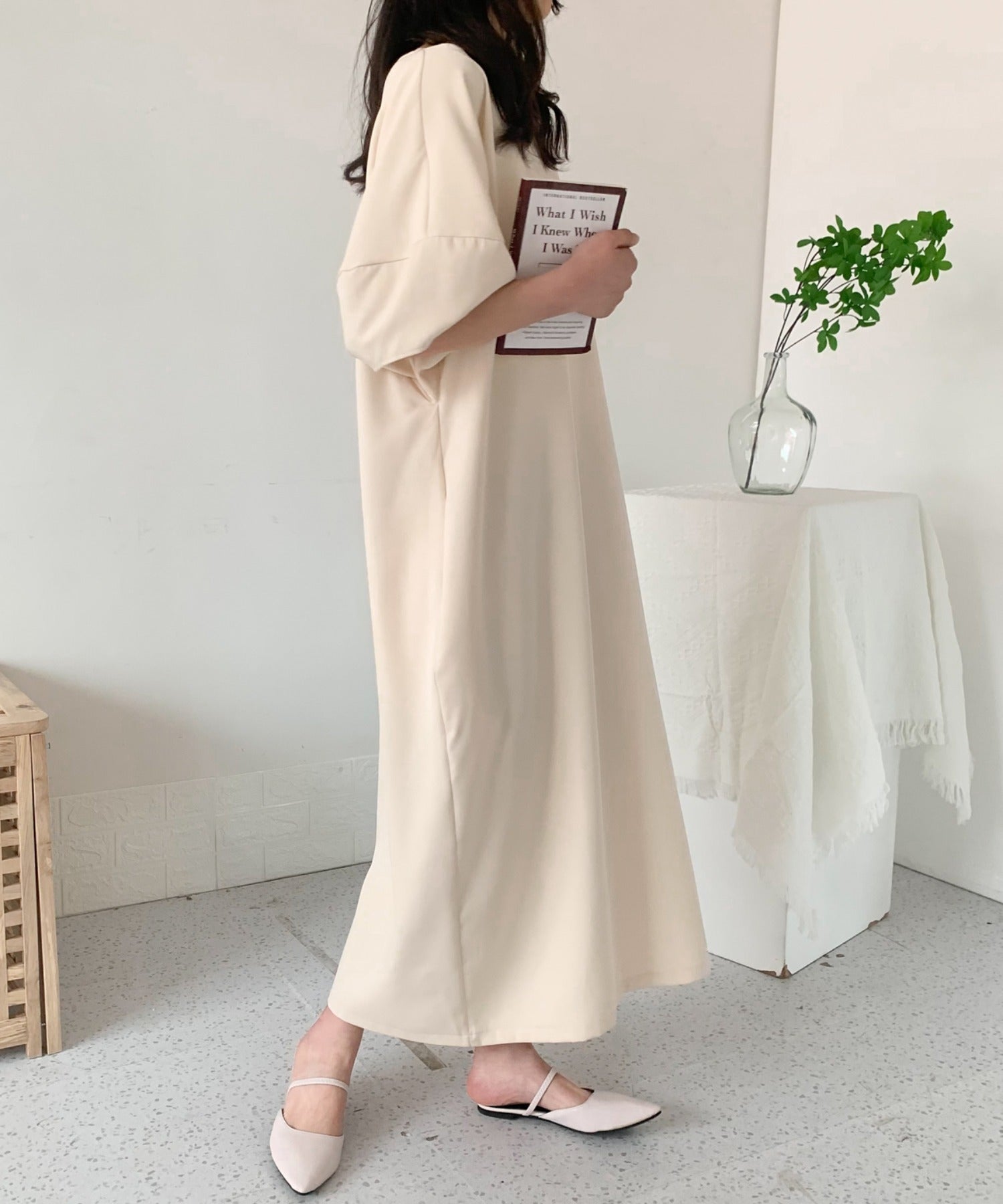 パフスリーブバックスリットロングワンピース – ABITOKYO （ アビ