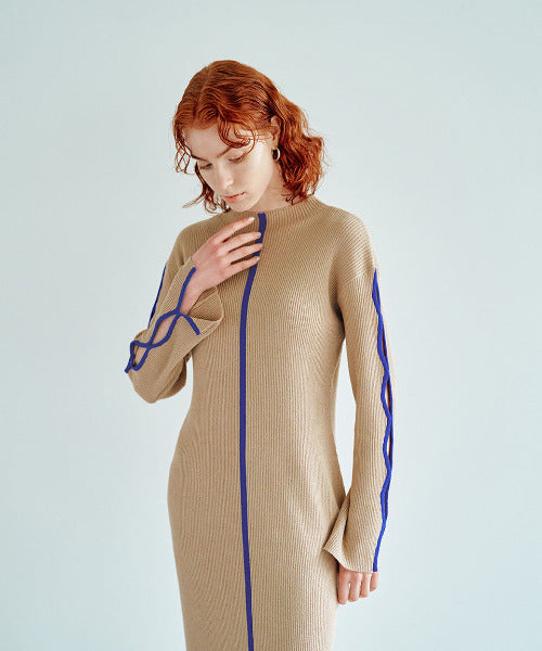 Bicolor Rib Knit Onepiece（バイカラーリブニットワンピース ...