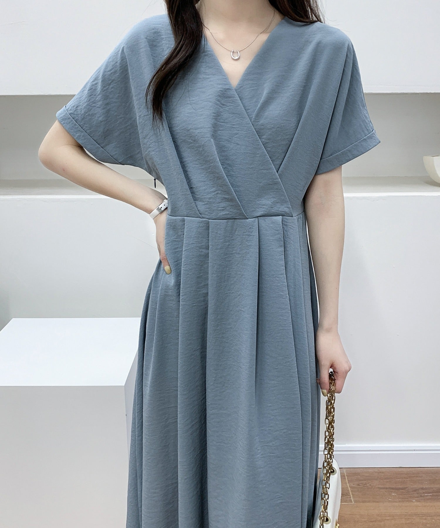 【美品】エポカ カシュクール ワンピース フレア Aライン 40 エポカ カシュクールワンピース 40｜Yahoo!フリマ（旧PayPayフリマ）