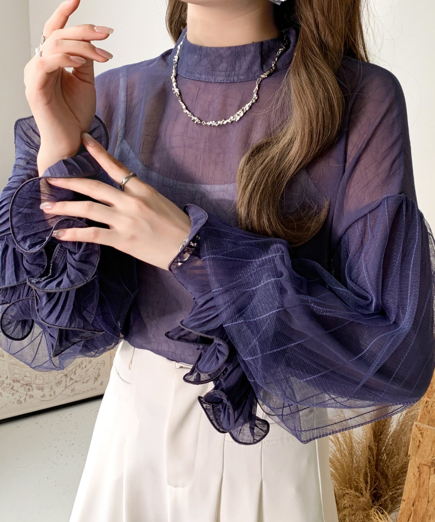 シフォンボリュームブラウス(F ECRU): トップスanuans