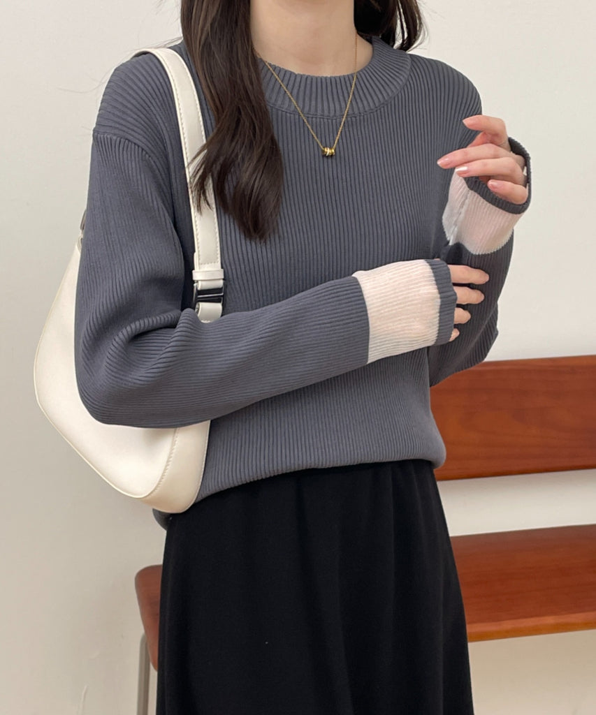 美品✨️Theory クレープコンボ リブニット 切り替え プルオーバー 半袖 蒸発ニット】☆袖シアー切替リブニットプルオーバー – ABITOKYO
