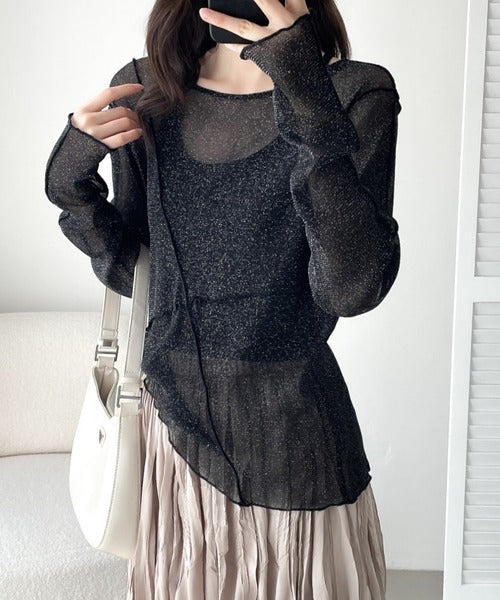 RADIATE 新品未使用タグ付き　チュールシアーブルゾン　ブラック ☆メロウラメチュールシーズルカットソー – ABITOKYO （ アビ