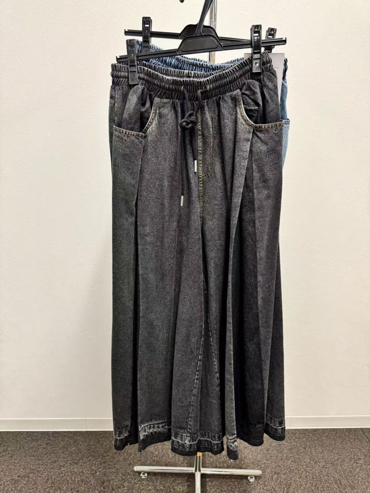 【20年パンツ】 ☆配色タックワイドデニムパンツ