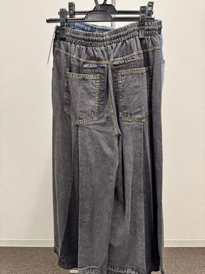 【20年パンツ】 ☆配色タックワイドデニムパンツ