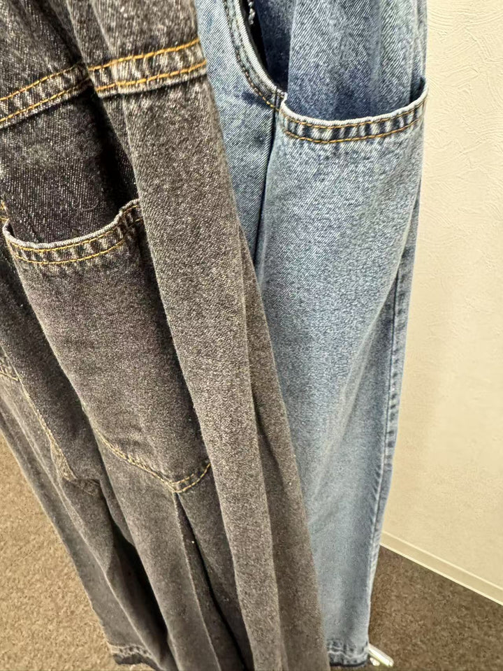【20年パンツ】 ☆配色タックワイドデニムパンツ