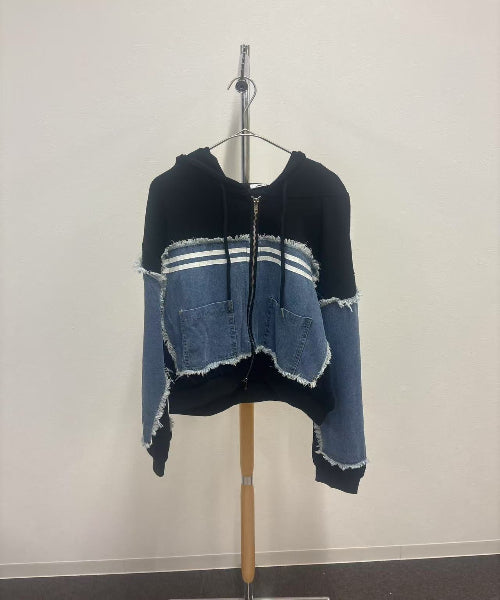 【神デ二セット】☆デニムドッキングスウェットセットアップ