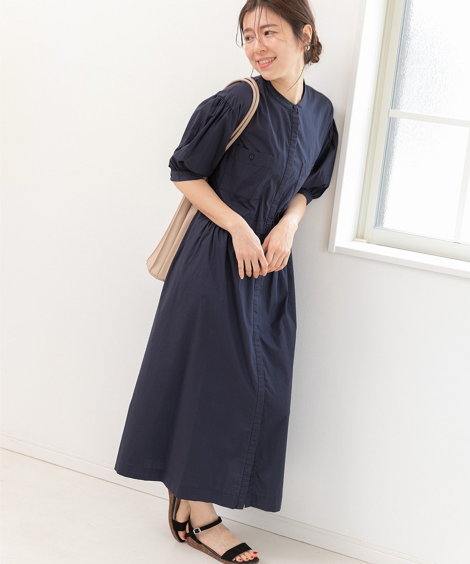 CORCOVADO コルコバード ボリュームスリーブワンピース CORCOVADO（コルコバード）の「ボウタイマキシ丈ワンピース