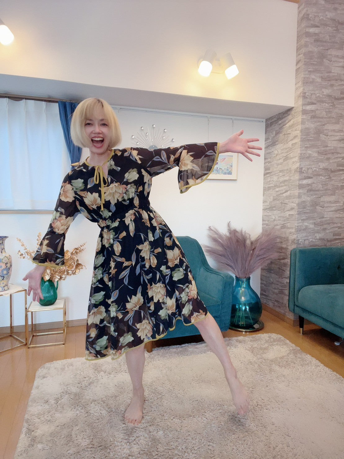 ルナ◇ベビーディオール95◇ピンク花柄ワンピース 花柄ワンピース【ピンク花柄】 | SSEONMUL'S STORE